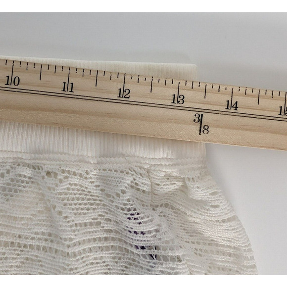 YITTY Ivory Knit Slip Semi Sheer Lace Crop Top and Ruched Back Legging Set M - Picture 10 of 16